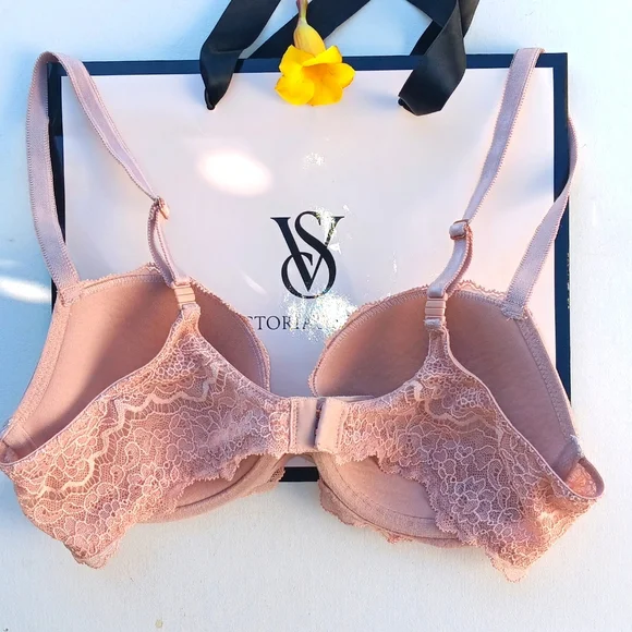 Victoria's Secret Pink Lace Bra Dream Angels Lined Demi/demi Double Size 34C - Picture 4 of 5
